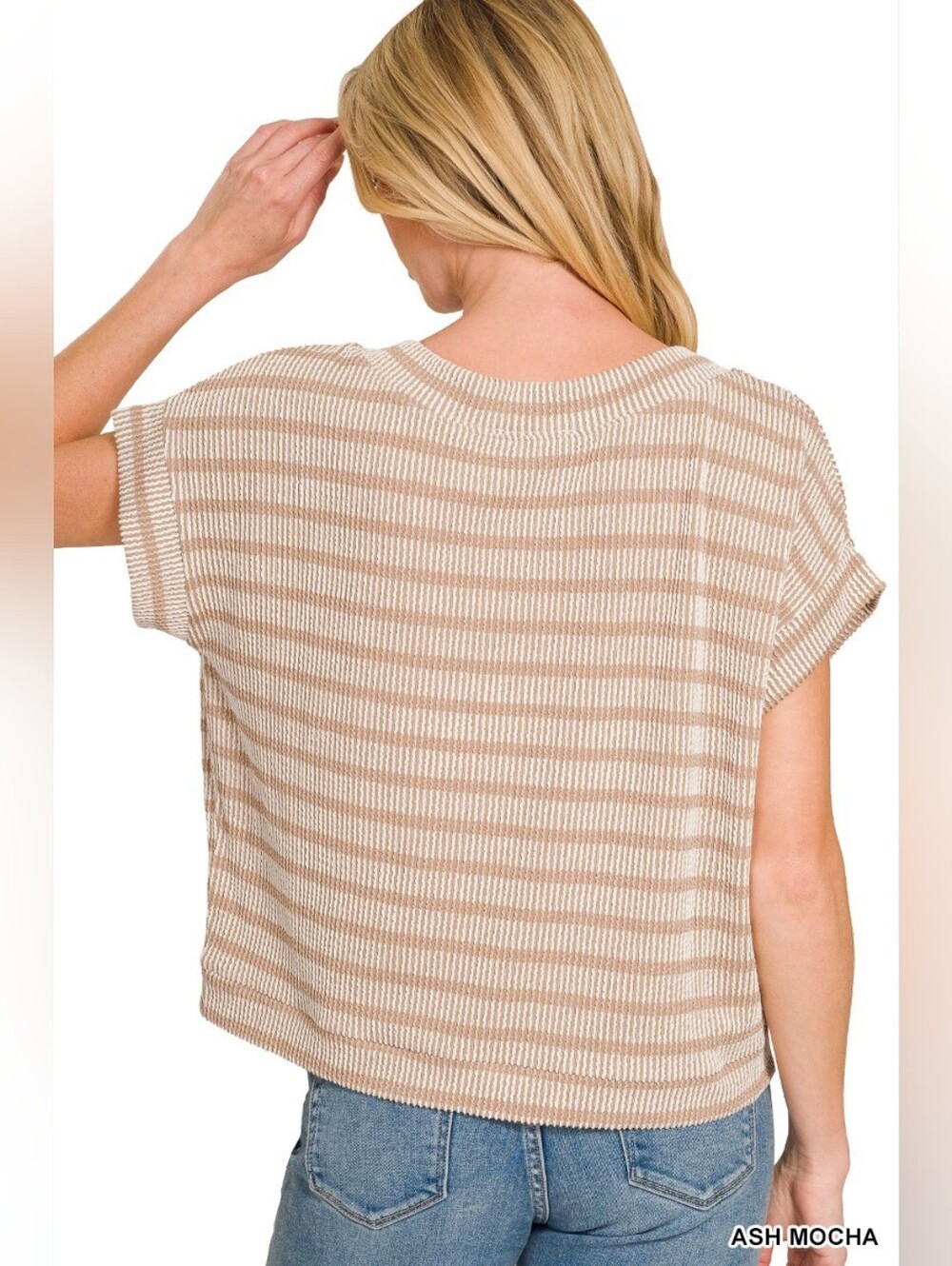 Zenana Raised Rib Striped Top - Picture 4 of 11